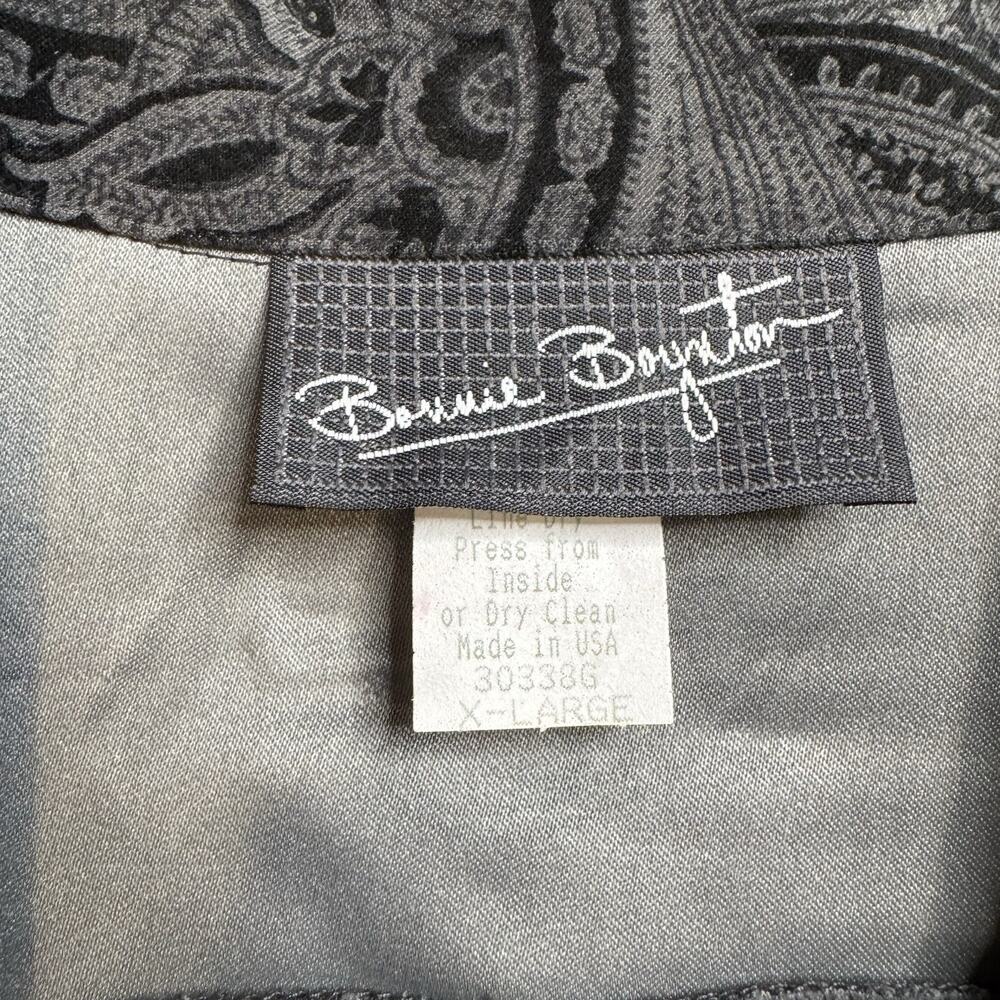 Bonnie Boynton Women's Suit Skirt Size L/XL Grey Black Paisley Print Vintage - Picture 8 of 14